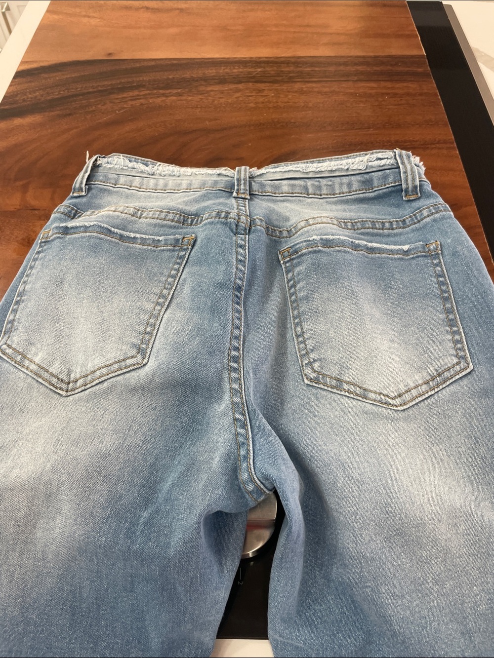 SHEIN Light Blue Distressed Flare Jeans - Picture 5 of 7